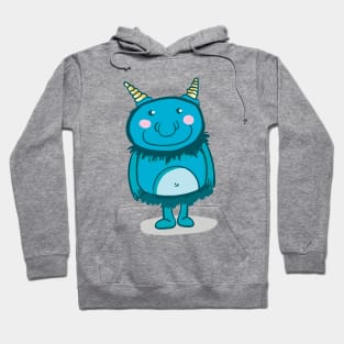 Cute blue monster with magic horns Hoodie